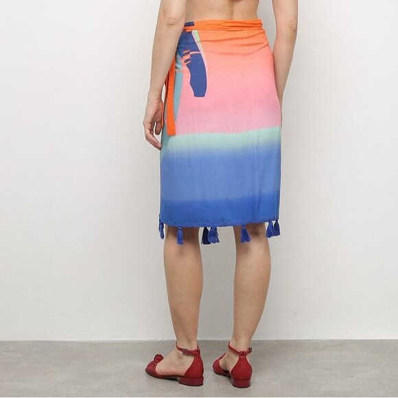 Farm Rio Anthropologie Tuca Tropicalia Mooring Midi Skirt Beach Wrap S 280869 - Picture 2 of 4